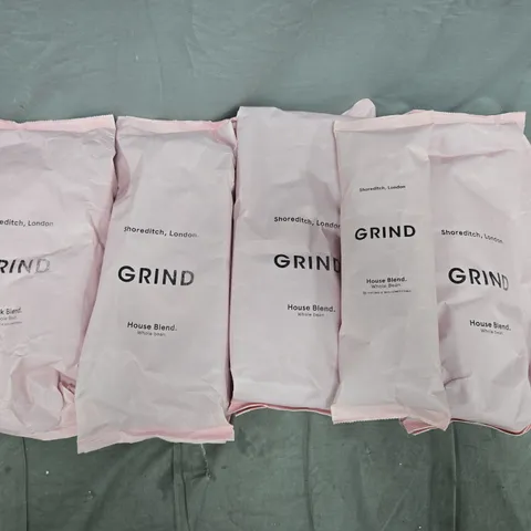 LOT OF 5 PACKS OF GRIND COFFEE IN CLUDE HOUSE BLEND AND DARK BLEND - 4X 1KG 1X 227G