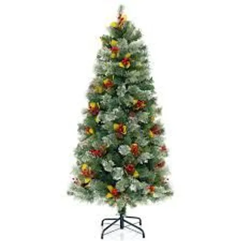 BOXED PRE-LIT ARTIFICIAL CHRISTMAS TREE WITH 453 PVC AND 230 WARM WHITE LED LIGHTS - 1.5M