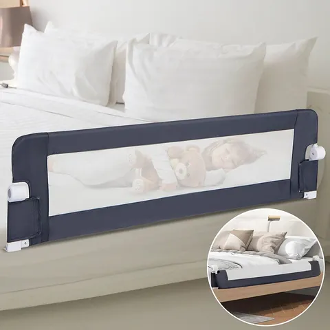 BOXED 100 CM/120 CM FOLDABLE BABY BED RAIL WITH REMOVABLE WASHABLE COVER AND SAFETY STRAP