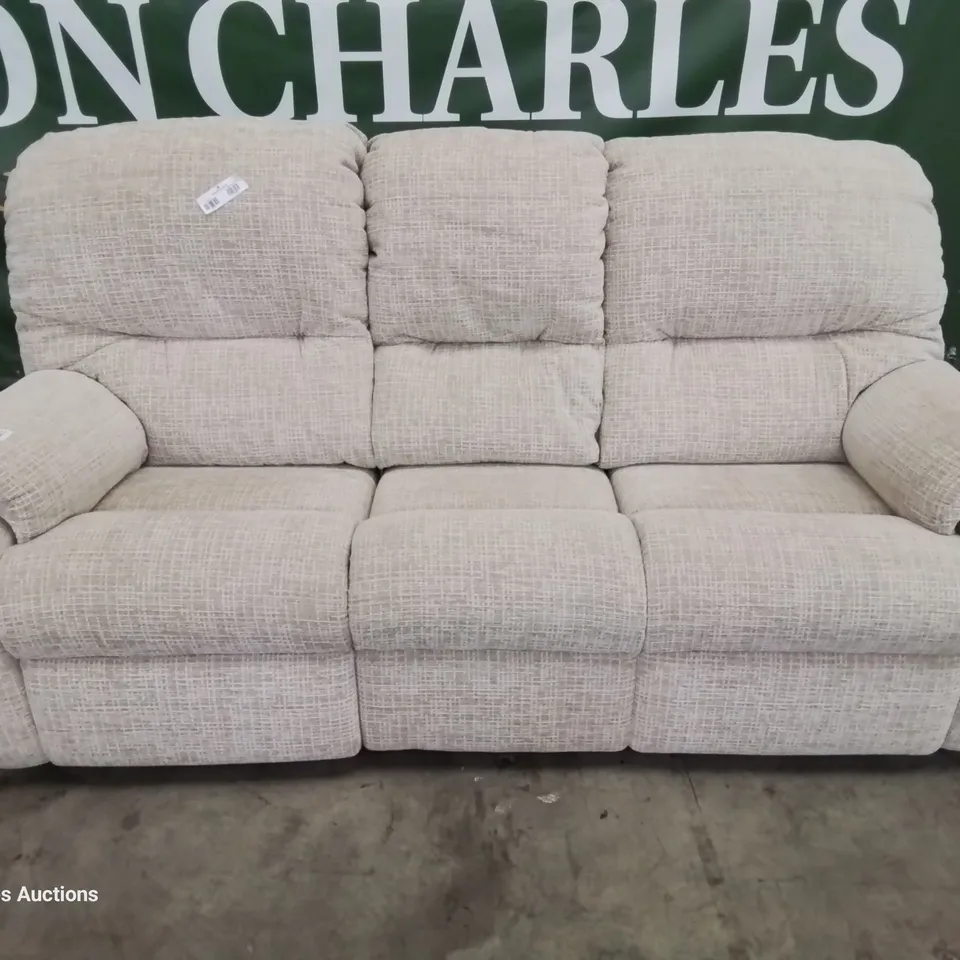 QUALITY BRITISH DESIGNER & MANUFACTURED G PLAN MINSTRAL SINGLE MANUAL RECLINING THREE SEATER SOFA WAFFLE CARAMEL FABRIC 