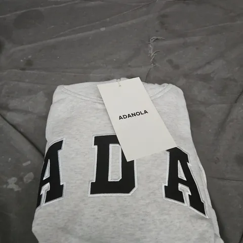 ADANOLA ADA LIGHT GREY HOODED SWEATSHIRT WITH BLACK LOGO SIZE XS
