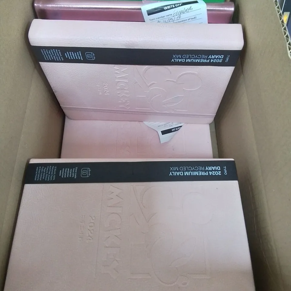 LOT OF ASSORTED HOUSEHOLD ITEMS TO INCLUDE SERVING BOWL, MICKEY THEMED 2024 DIARIES AND FOOTBALLS