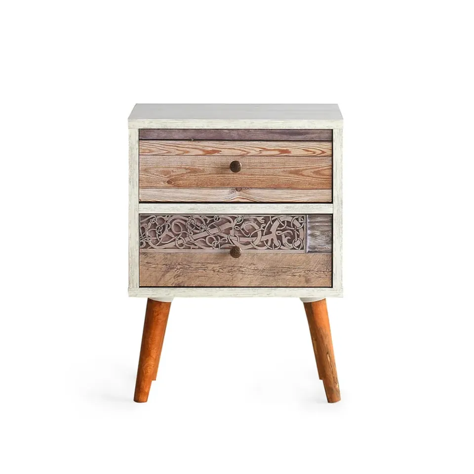 BOXED ISHMAEL 2-DRAWER BEDSIDE TABLE