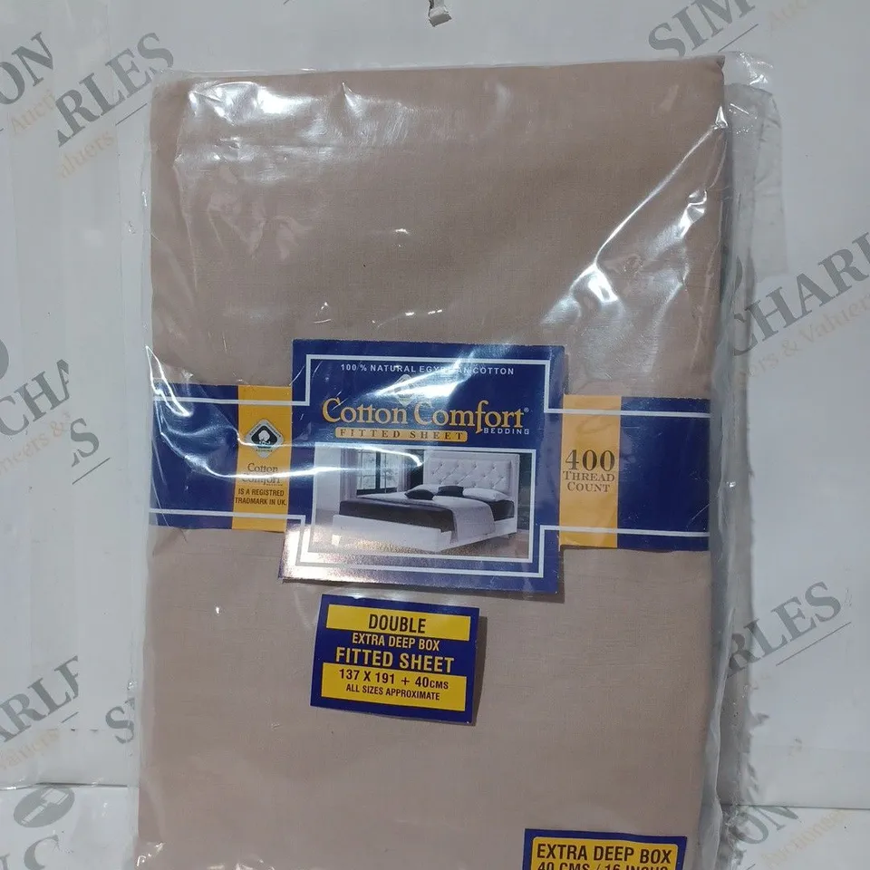 COTTON COMFORT EXTRA DEEP BOX FITTED SHEET IN SAND COLOUR - DOUBLE SIZE