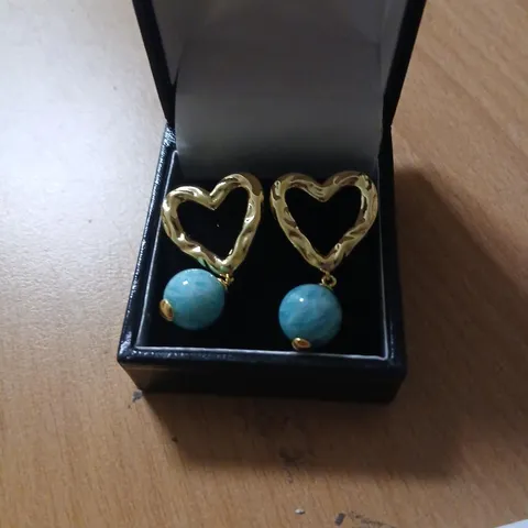 MALIKA MOLTEN HEART SEMI PRECIOUS DROP STUDS 