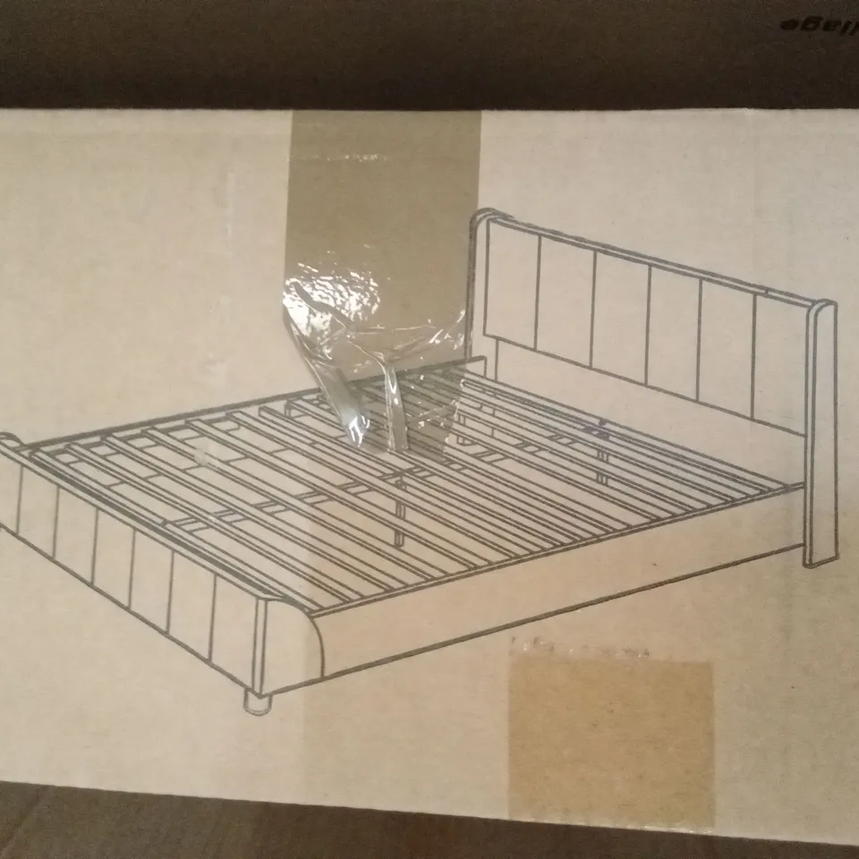 BOXED UPHOLSTERED BED VELVET/GREY /DOUBLE