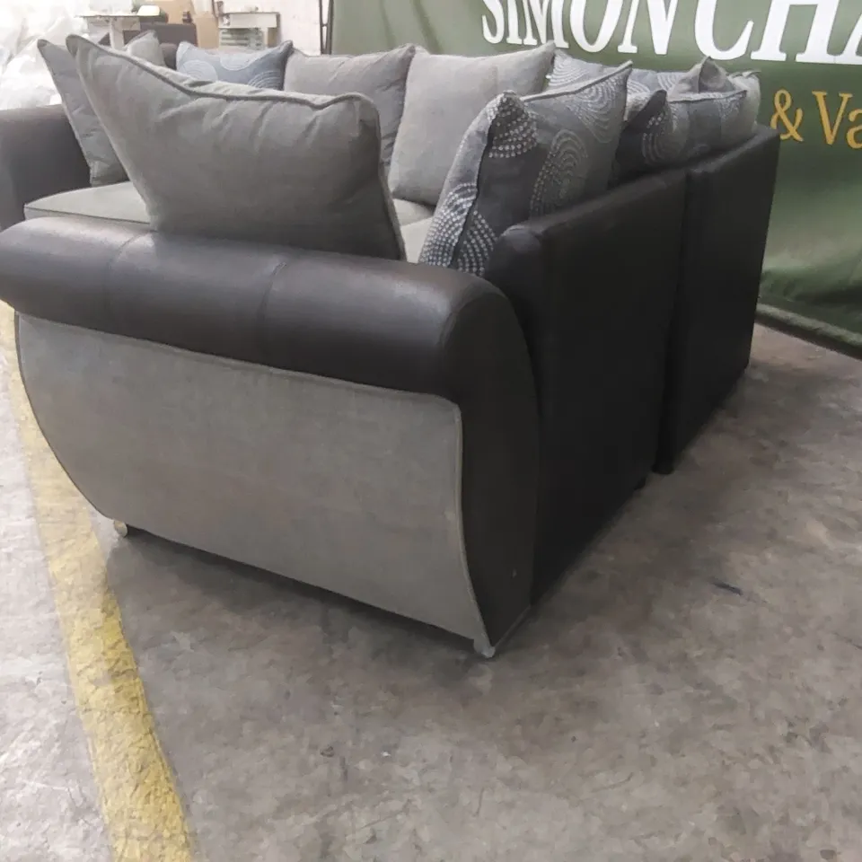 QUALITY DESIGNER UPHOLSTERED CORNER SOFA - BLACK & GREY