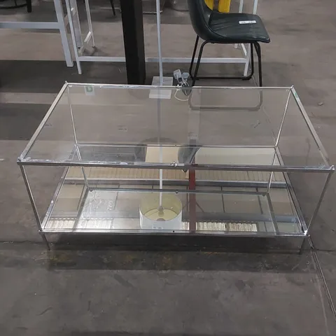DESIGNER RECTANGULAR GLASS TOPPED COFFEE TABLE