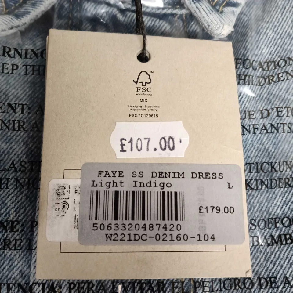 ALL SAINTS DENIM DRESS – LIGHT INDIGO, WOMEN'S, SIZE L