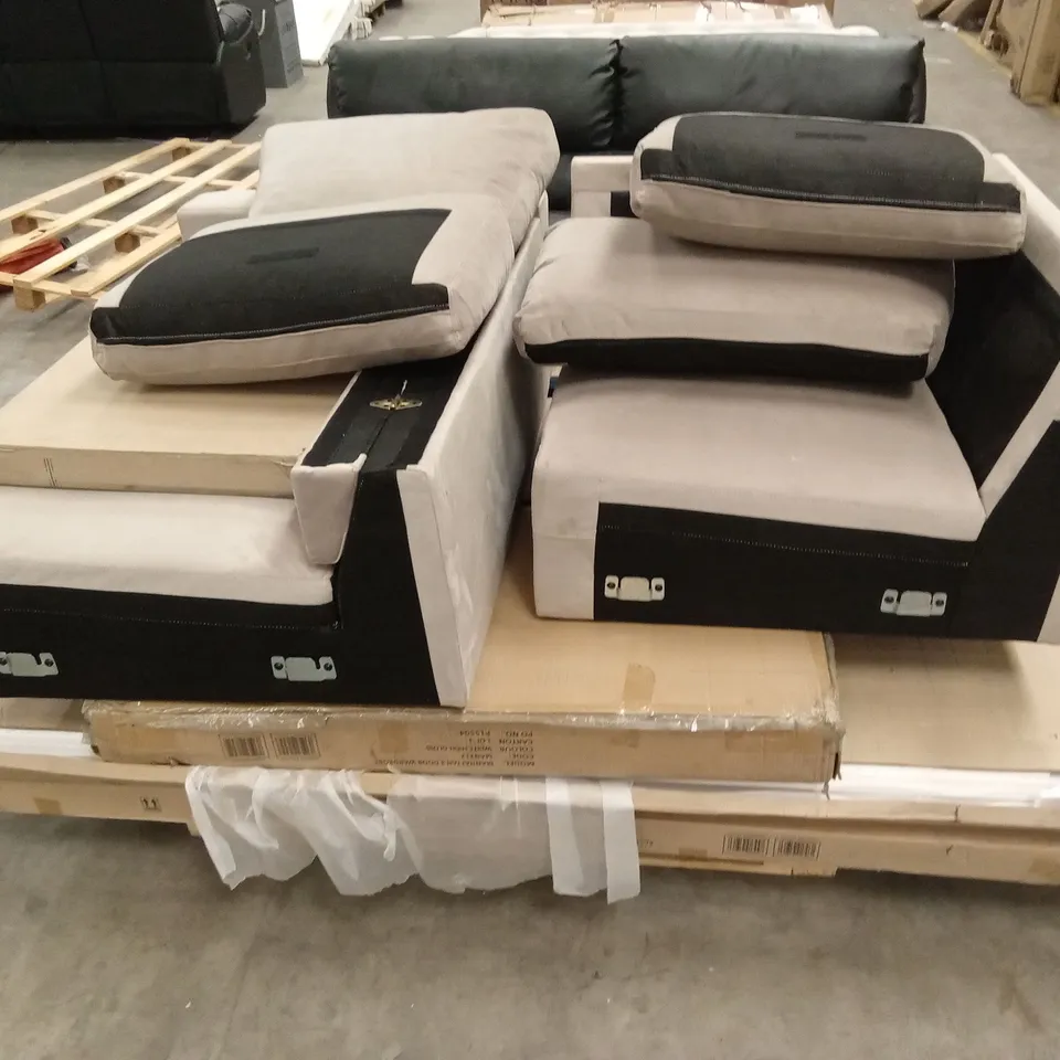 PALLET OF ASSORTED INCOMPLETE SOFA PARTS AND FURNITURE PIECES 