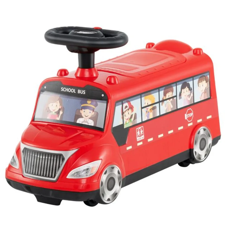 BOXED KIDS RIDE ON PUSH CAR WITH MUSIC BUTTON AND STORAGE COMPARTMENT-RED