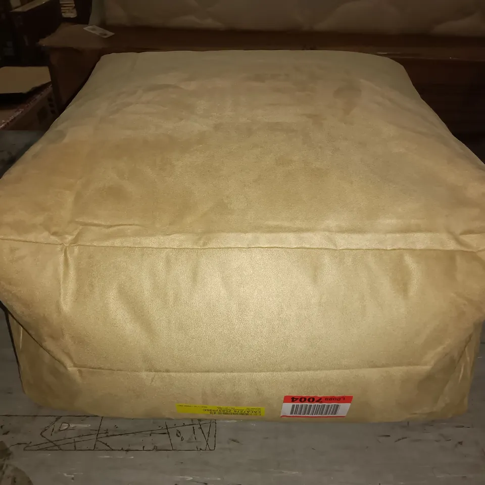 BEIGE FAUX LEATHER REFILLABLE BEAN BAG