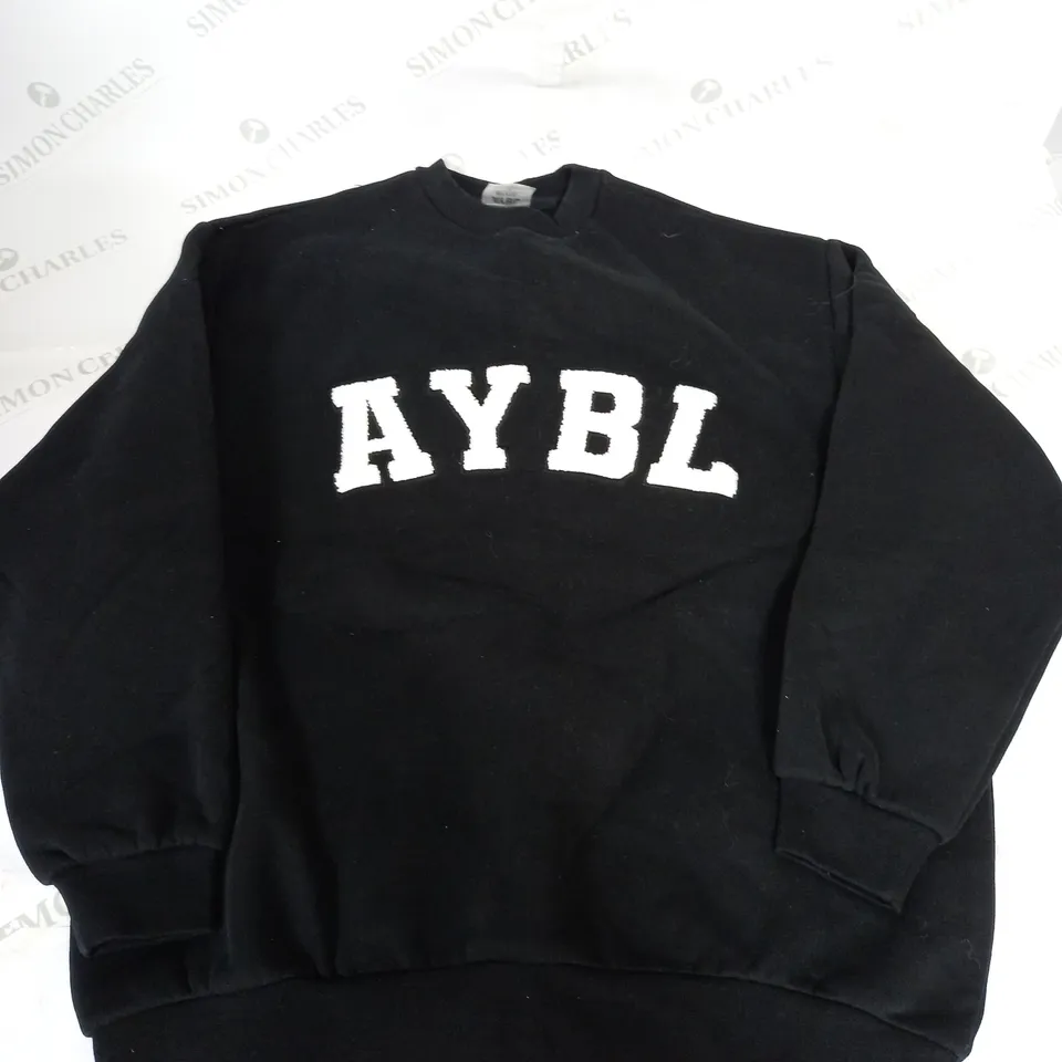 AYBL VARSITY OVERSIZED SWEATSHIRT IN BLACK - SMALL
