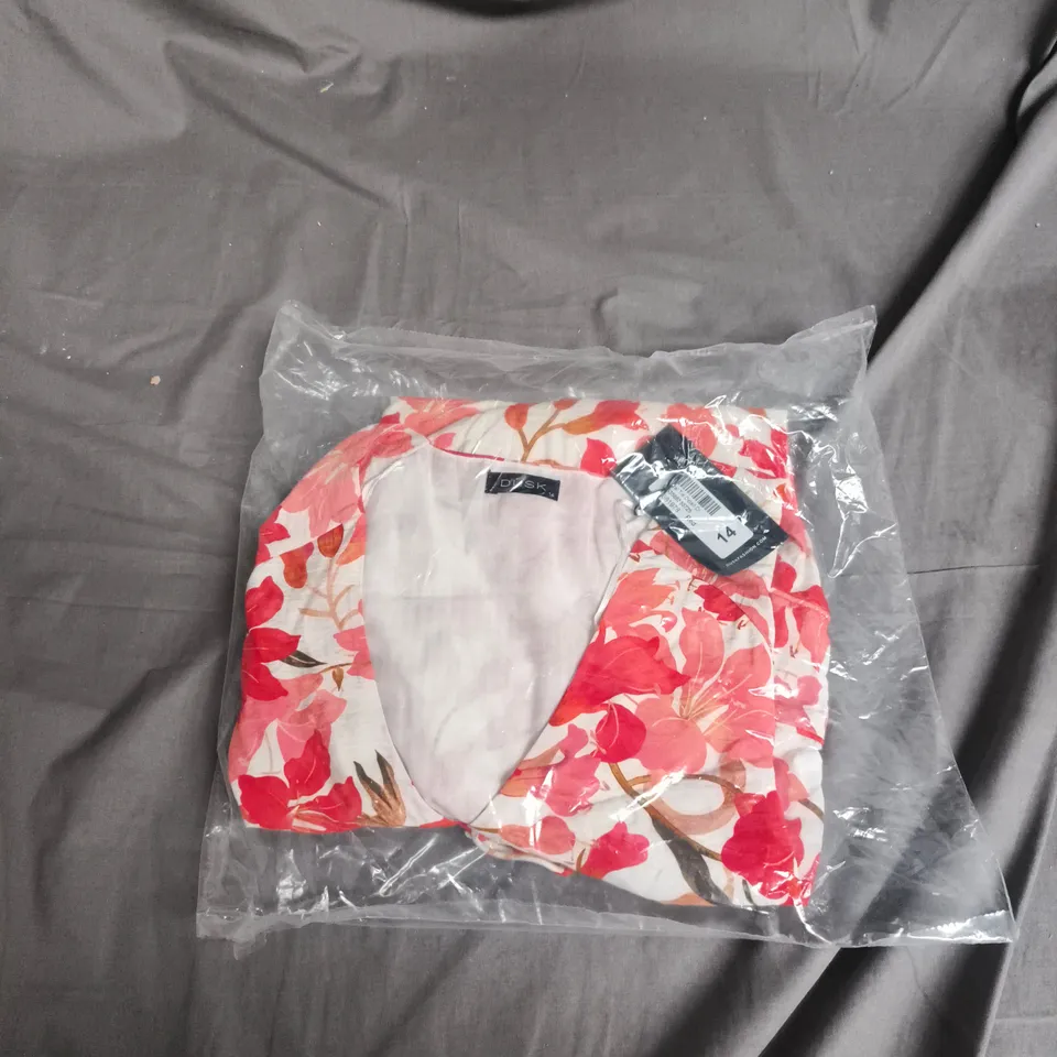 DUSK FASHION FLORAL TIE-DETAIL DRESS – PINK/RED FLORAL, UK 14