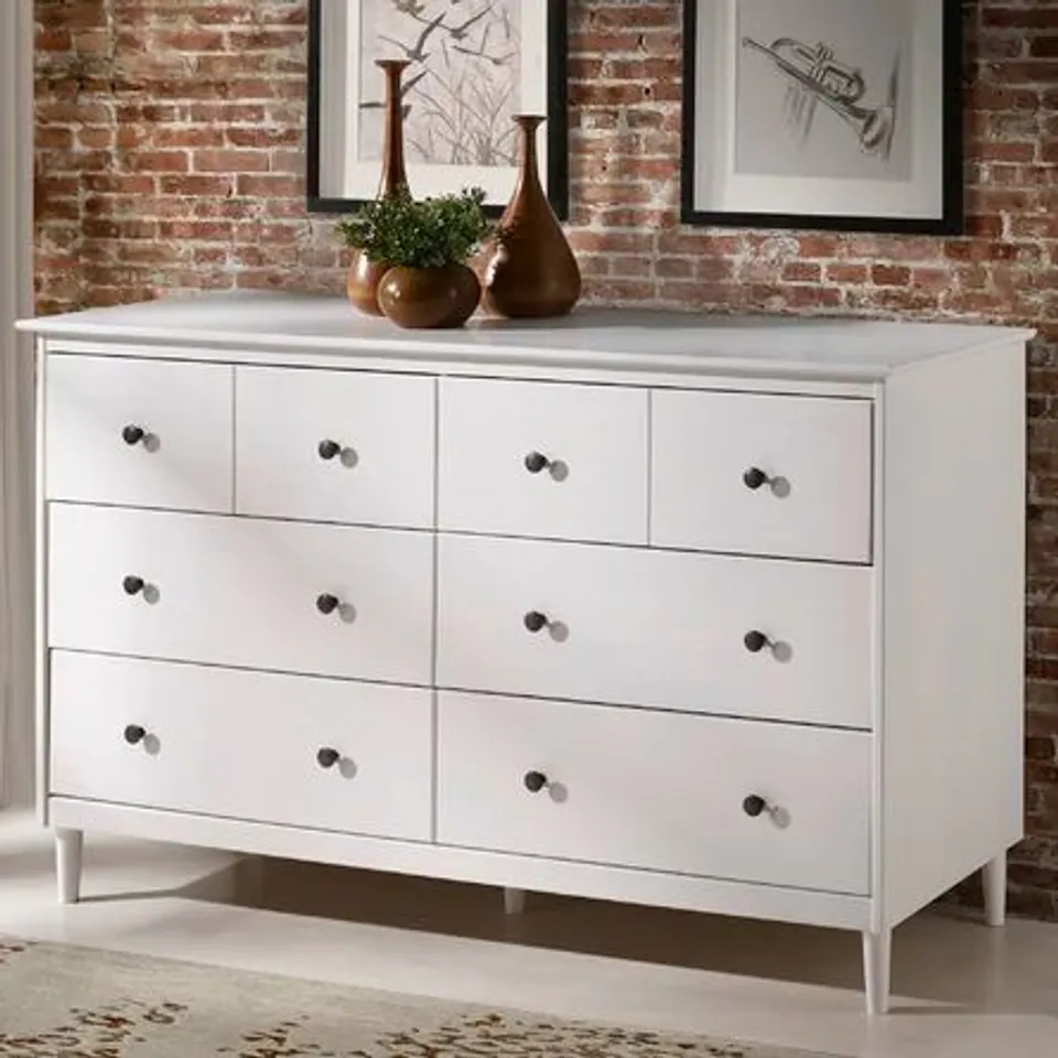 6 DRAWER 145CM W DOUBLE DRESSER COLOUR WHITE