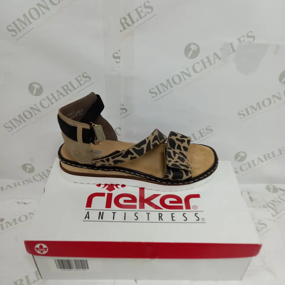 BOXED RIEKER STRAPPED SANDAL TAN COW SIZE 6 