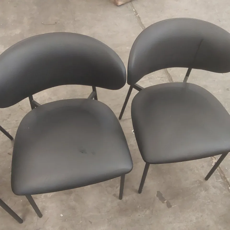 SET OF 4 DANETTI CREE BLACK FAUX LEATHER DINING CHAIR