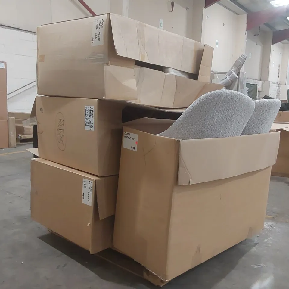 PALLET CONTAINING A VERY LARGE QUANTITY OF ASSORTED DESIGNER CHAIR SEATS - NO LEGS, PARTS ONLY