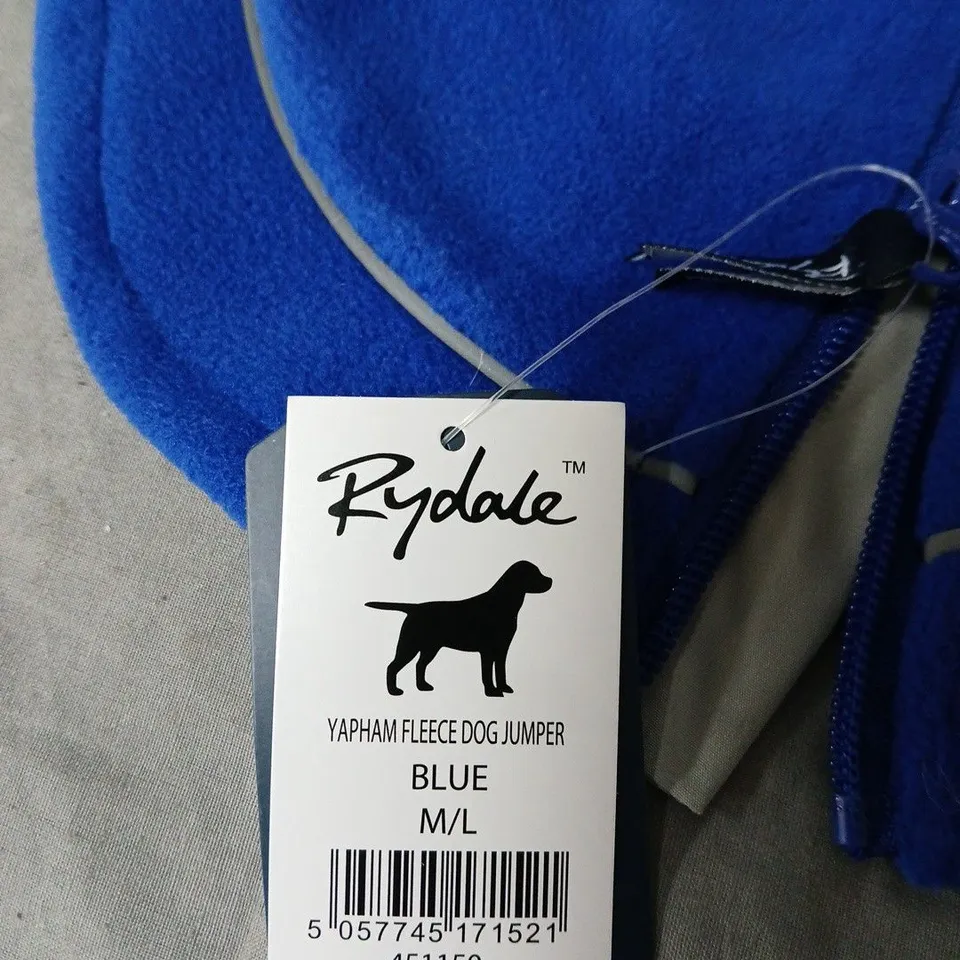 RYDALE YAPHAM FLEECE DOG JUMPER – BLUE, SIZE M/L