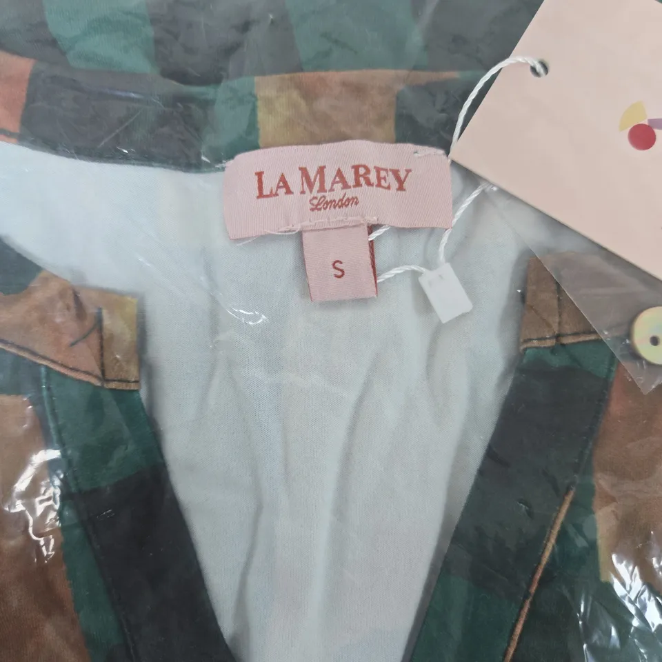 BAGGED LA MAREY GREEN GEOMETRIC PATTERN DRESS UK S