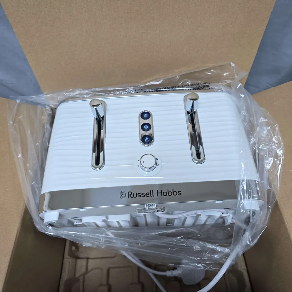RUSSELL HOBBS INSPIRE WHITE 4-SLICE TOASTER – BOXED