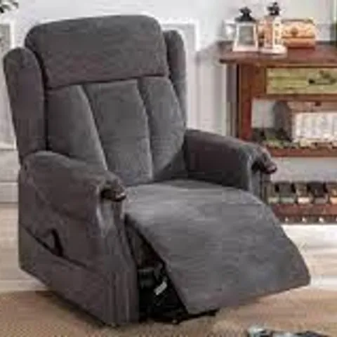 BOXED DESIGNER HALTON DUEL RISE /RECLINING EASY CHAIR CHARCOAL FABRIC (2 BOXES)