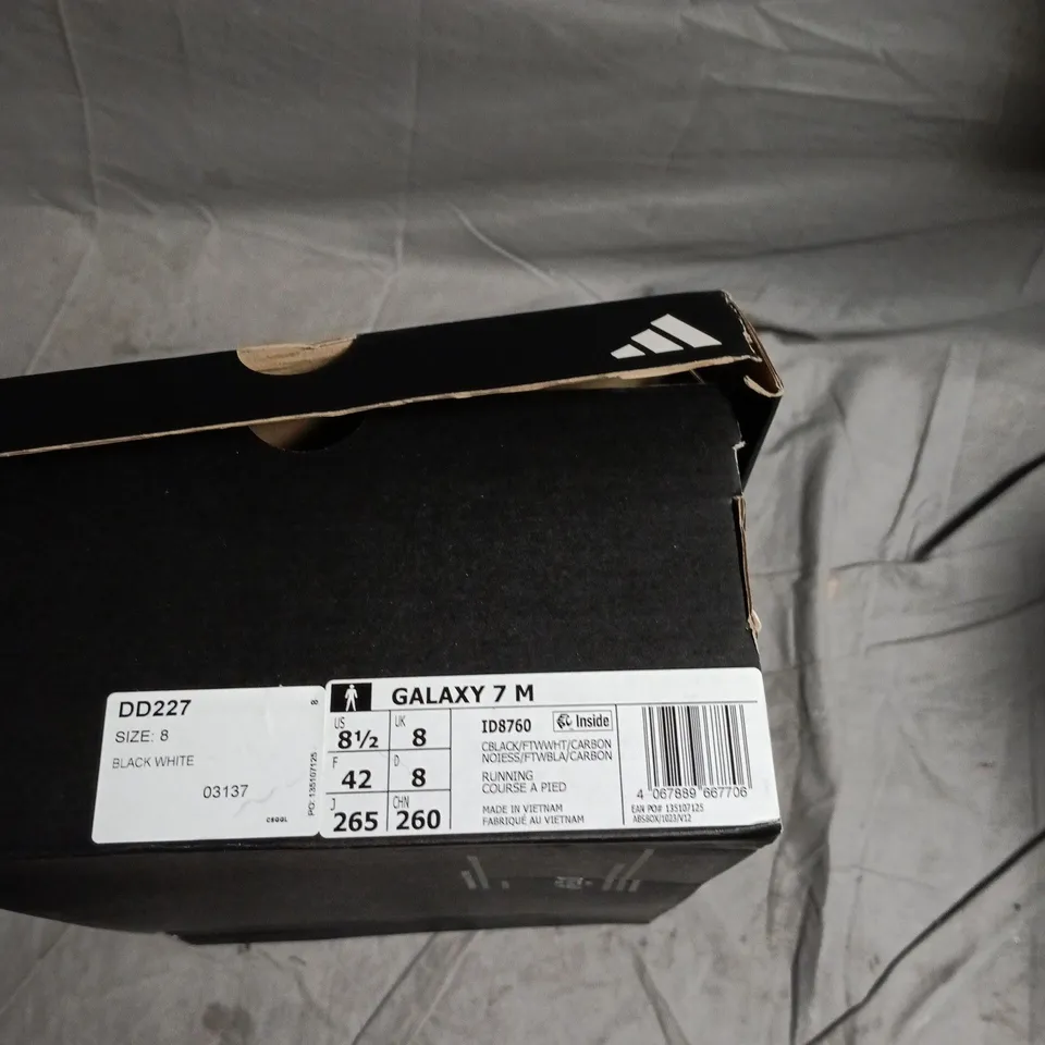 ADIDAS GALAXY 7 M TRAINERS – BLACK/WHITE, UK 8