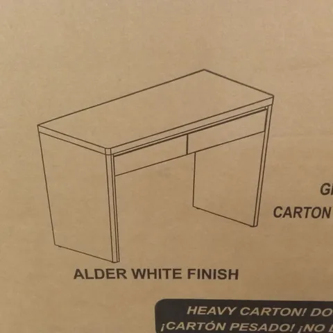 BOXED CALISE 120.98 W OFFICE DESK IN ALDER WHITE FINISH (1 BOX)