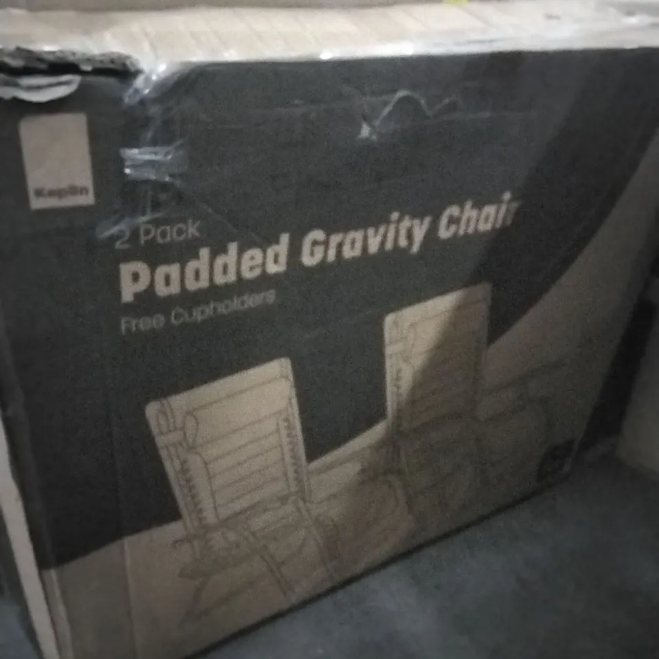 BOXED KEPLIN 2 PACK PADDED GRAVITY CHAIR WITH CUP HOLDERS 