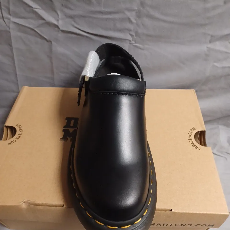 BOXD PAIR OF DR. MARTENS QUAD SHORE BLACK LEATHER SHOES – UK 4