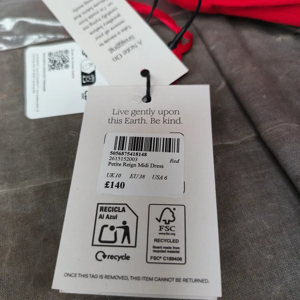 NOBODYS CHILD RED PETITE REIGN MIDI DRESS UK10 TAGGED RRP £140