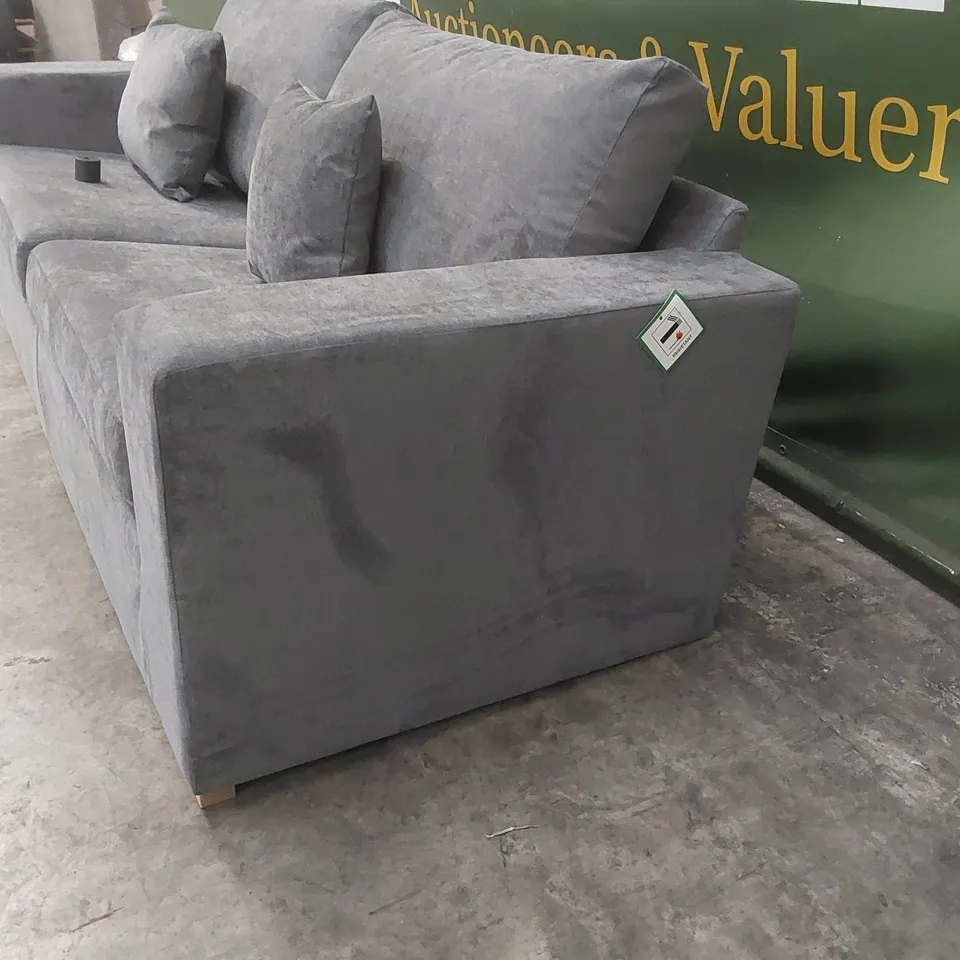 QUALITY DESIGNER VALENCIA 3 SEATER FABRIC UPHOLSTERED SOFA - GREY