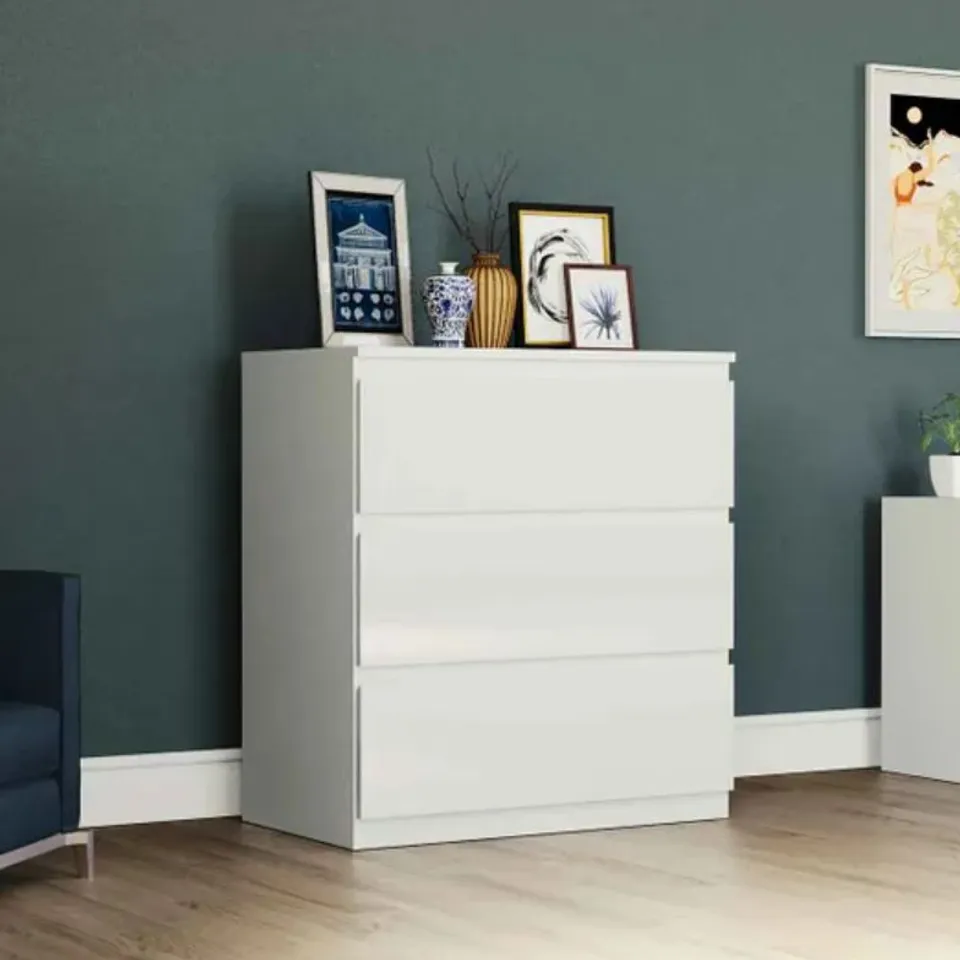 BOXED VIDA GLINTON 3 DRAWER CHEST - WHITE (1 BOX)