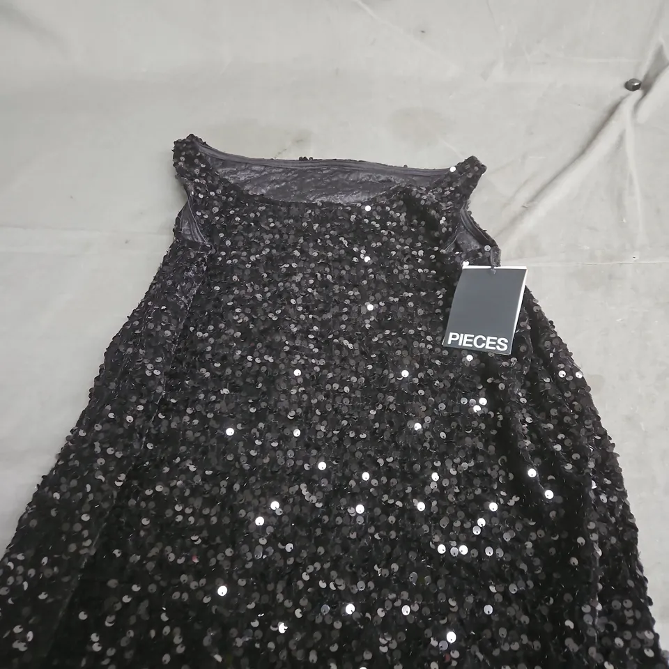 PIECES BLACK SEQUIN MINI DRESS – WOMEN'S XS