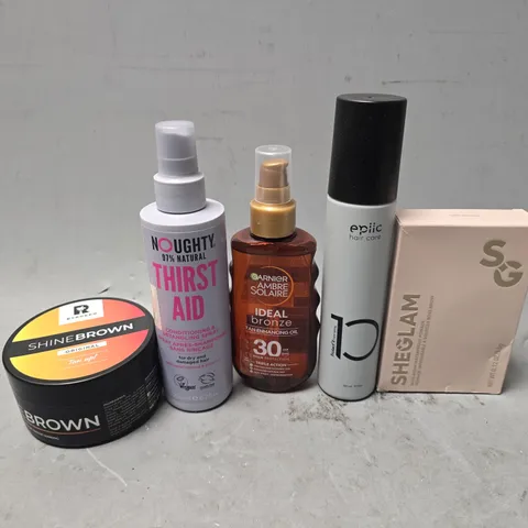 APPROXIMATELY 13 ASSORTED HEALTH & BEAUTY ITEMS TO INCLUDE - SHINEBROWN , GARNIER TAN ENHANCING OIL 30 SPF ETC