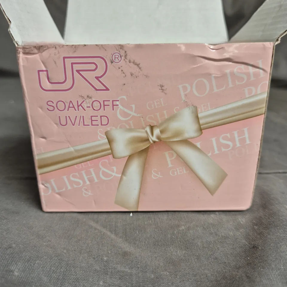 SET OF 9 BOTTLES OF JR GEL NAIL VARNISH - ASSORTED COLOURS - 15ML PER BOTTLE