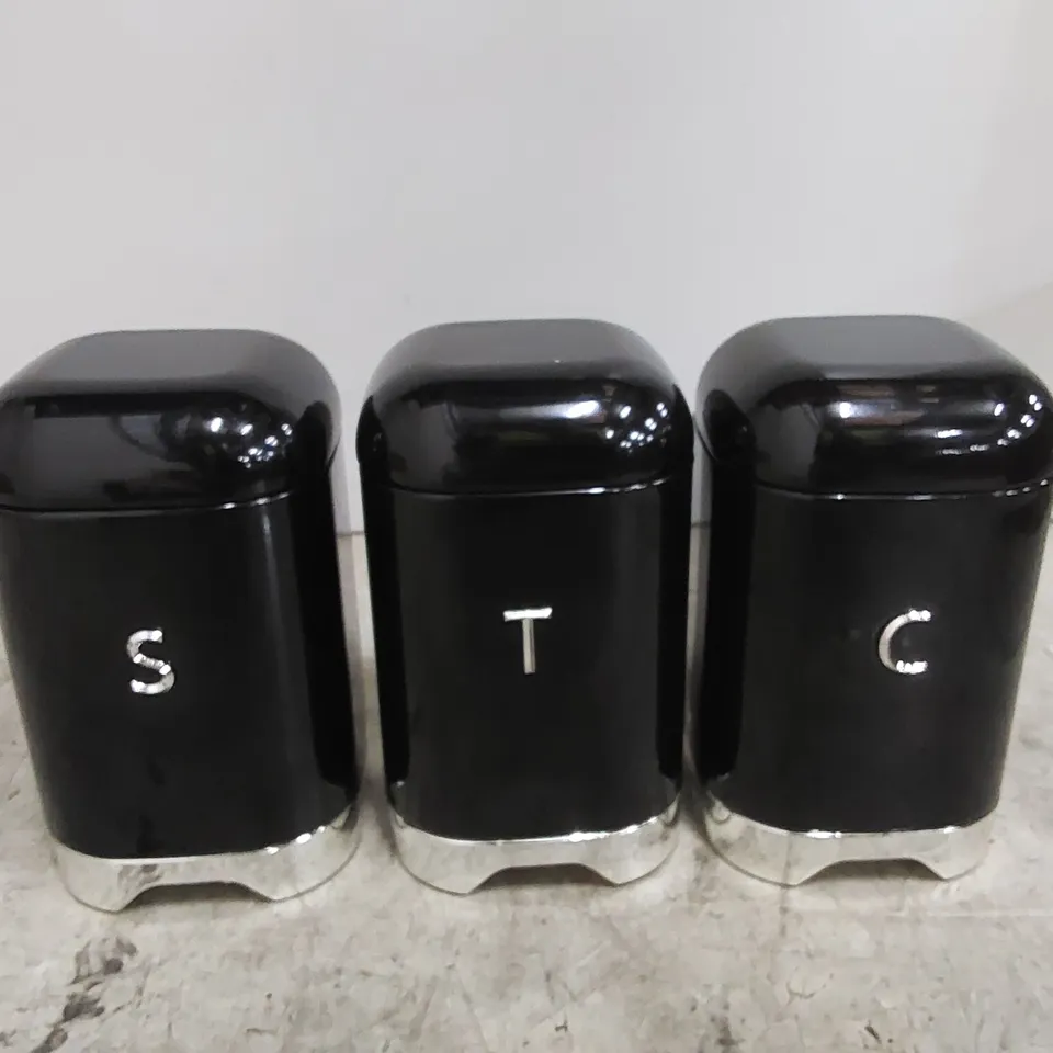 BOXED LOVELLO 3 PIECE CANISTER COFFEE, TEA, & SUGAR JAR SET (1 BOX)