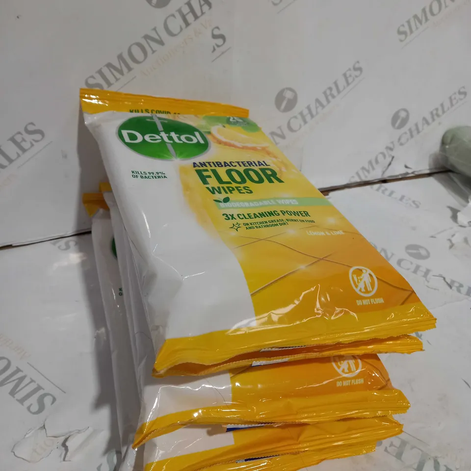 5 X PACKS OF DETTOL ANTIBACTERIAL FLOOR WIPES - LEMON & LIME