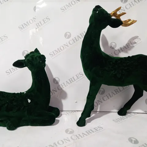 BOXED ALISON CORK SET OF 2 VELVET HENRY STAGS