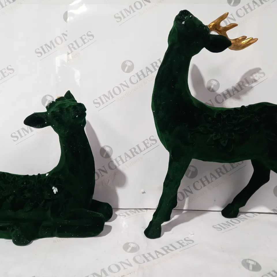 BOXED ALISON CORK SET OF 2 VELVET HENRY STAGS