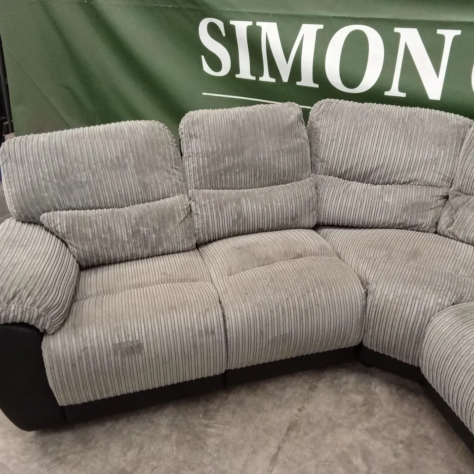 SIENNA FABRIC/FAUX LEATHER HIGH BACK RECLINER CORNER GROUP SOFA 
