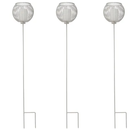 K BY KELLY HOPPEN SET OF 3 OUTDOOR BATTERY STAKE LIGHTS WITH CANDLE & TIMER