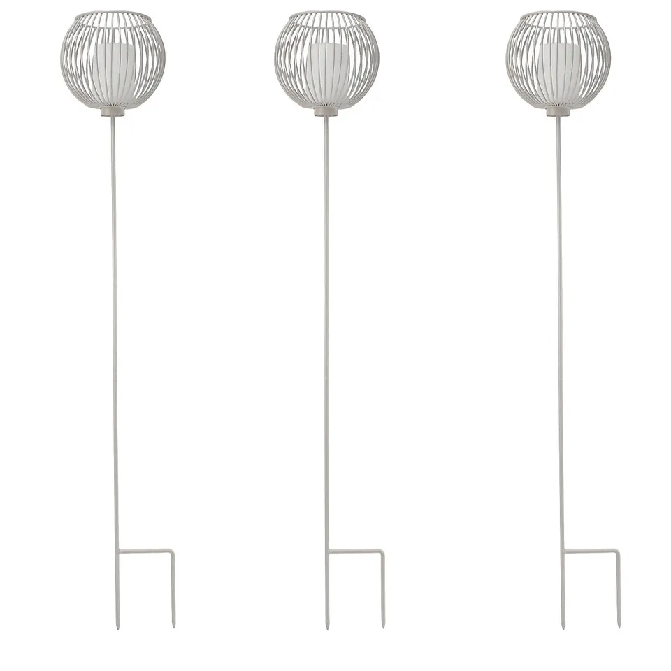 K BY KELLY HOPPEN SET OF 3 OUTDOOR BATTERY STAKE LIGHTS WITH CANDLE & TIMER