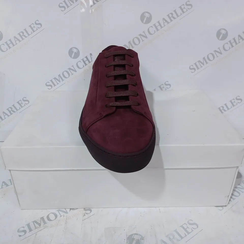BOXED PAIR OF REISS LUCA LACE UP SHOES IN BURGUNDY SIZE 9
