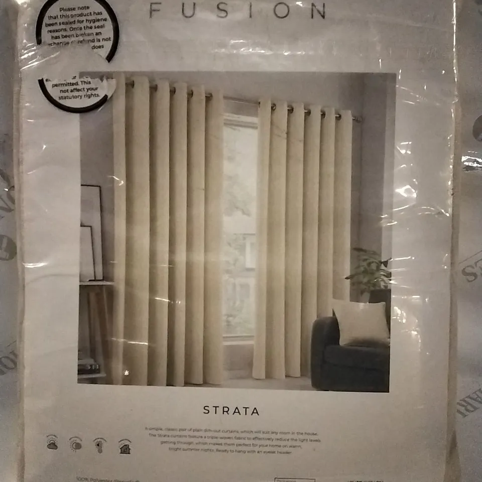 BAGGED FUSION STRATA POLYESTER ROOM DARKENING CURTAIN PAIR 228X183CM APPROX