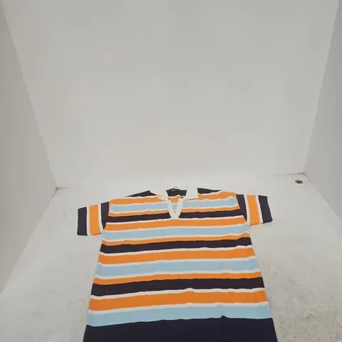 ZARA STRIPED KNIT TOP – ORANGE, LIGHT BLUE & NAVY UK S