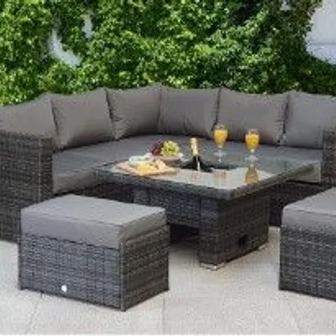 BRAND NEW BOXED GEORGIA CORNER HI/LOW DINING SET GREY WITH ICE BUCKET(2 BOXES)