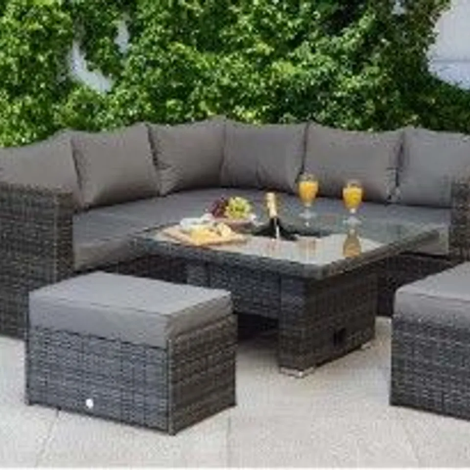BRAND NEW BOXED GEORGIA CORNER HI/LOW DINING SET GREY WITH ICE BUCKET(2 BOXES) RRP £1509