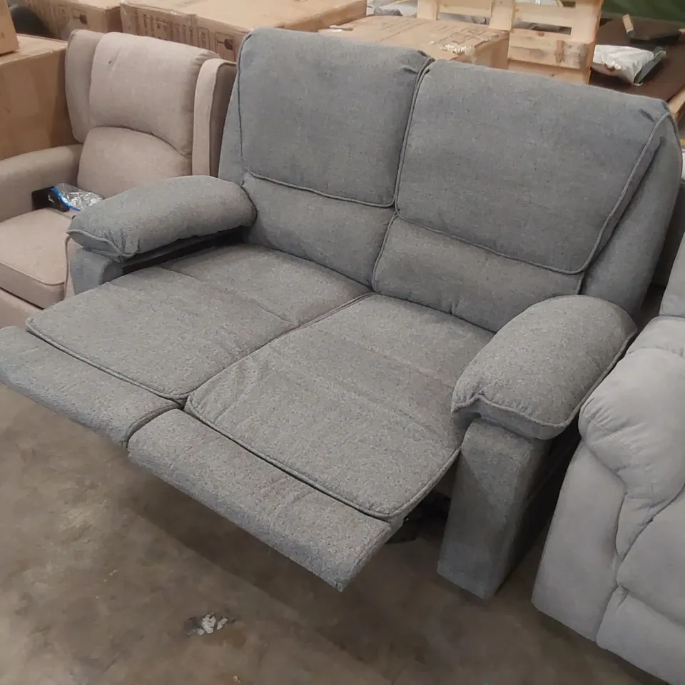 QUALITY DESIGNER 2 SEATER FABRIC UPHOLSTERED MANUAL RECLINING SOFA