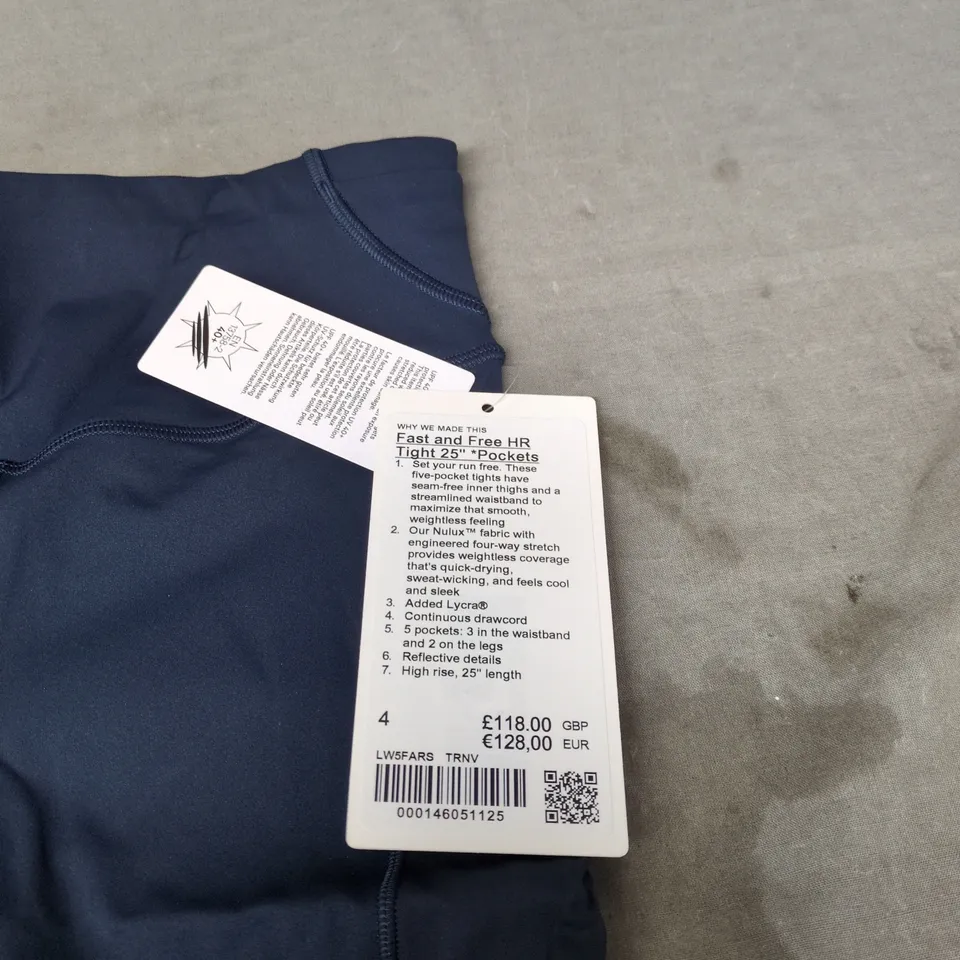 LULULEMON FAST AND FREE HR TIGHT 25" LENGTH WITH POCKETS SIZE 4